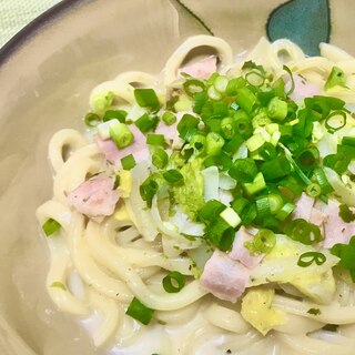 白菜！ベーコン！青のり入り！柚子胡椒クリームうどん